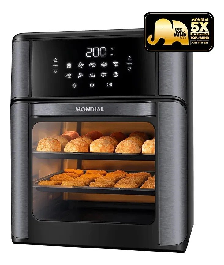 Fritadeira Elétrica AFON-12L-BG Forno Oven 12 Litros Preto Mondial ...